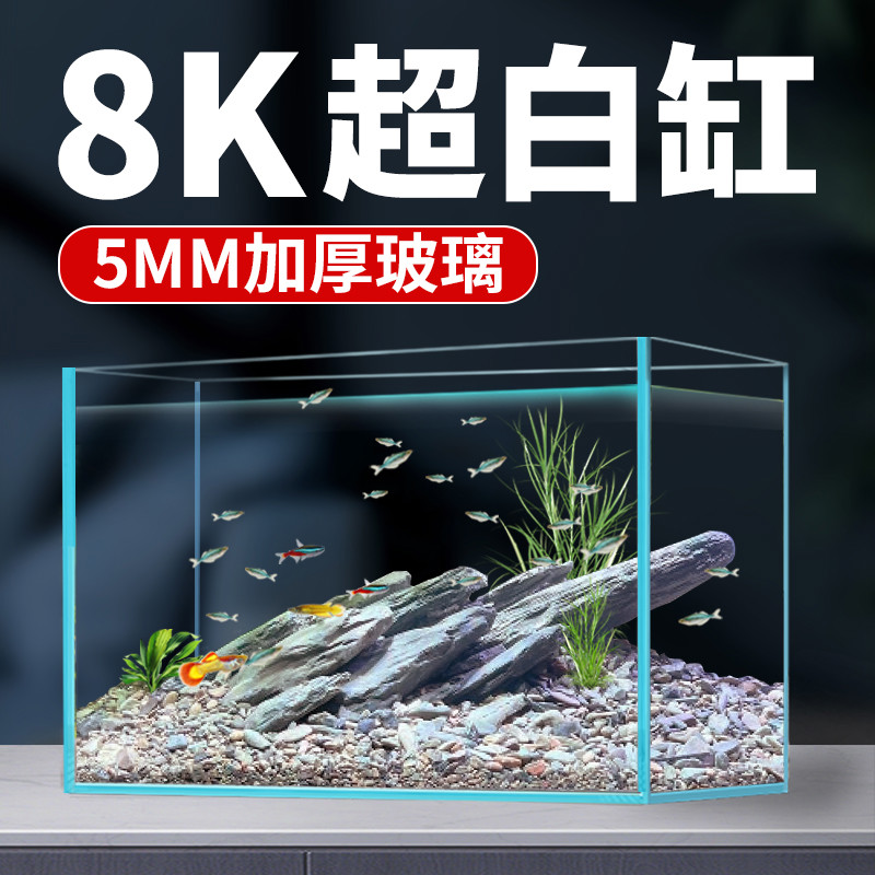 宝宁新款超白缸玻璃长方形金鱼缸小型客厅家用桌面生态乌龟缸草缸