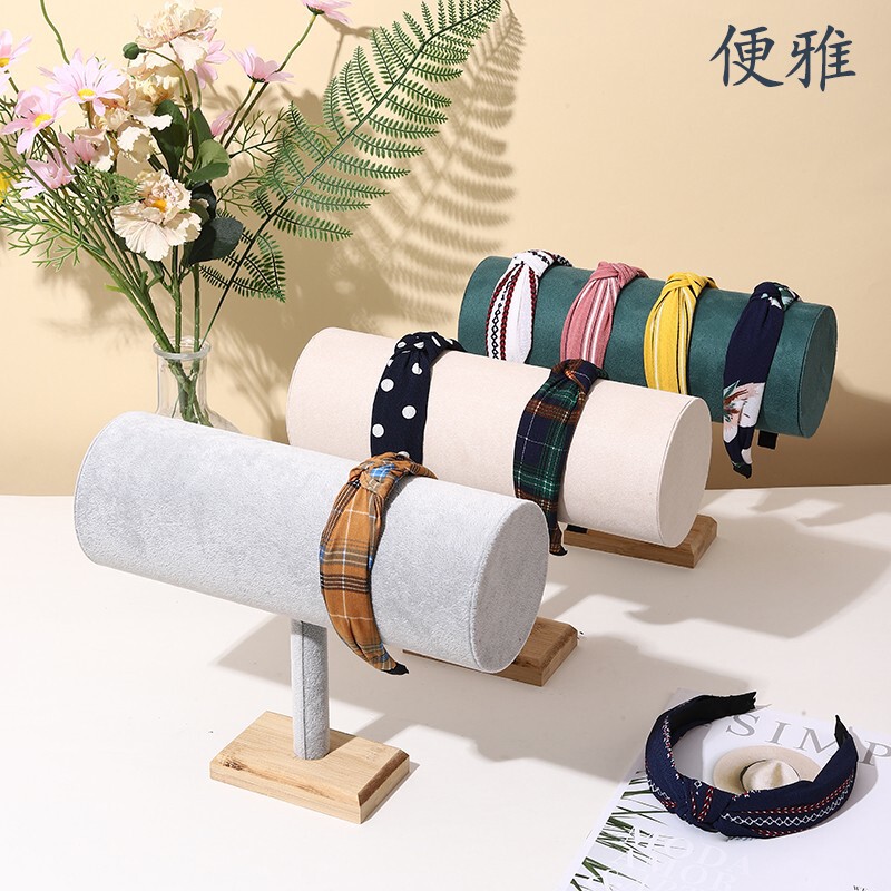 发箍收纳神器竹木头箍展示架绒布发箍架头绳发卡首饰收纳架陈列架