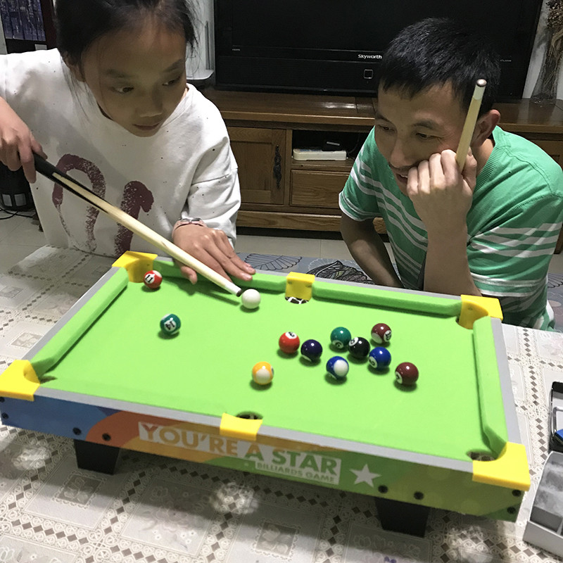 桌上台球桌面亲子游戏6台球桌玩具家用儿童礼物男美式黑8大号高脚
