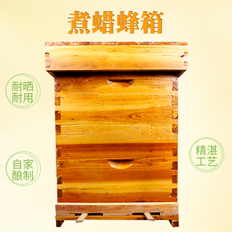 意蜂蜂箱10框蜂箱煮蜡涂蜡杉木蜂箱高箱双层蜂箱中蜂蜂箱包邮