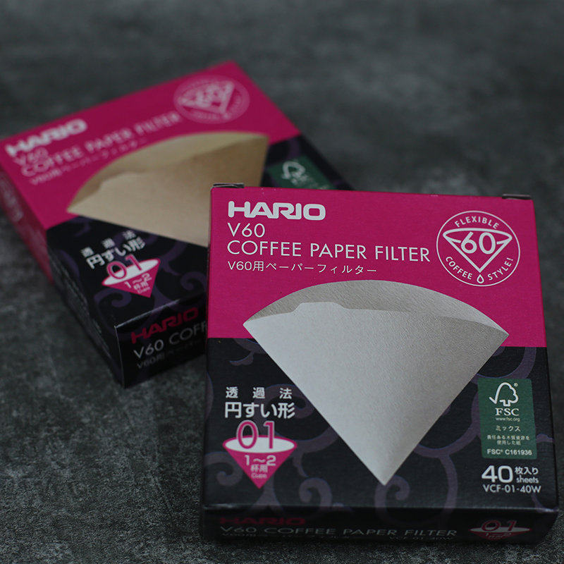 咖啡滤纸 Hario V60型纸盒装01号1-2人份 白色 新包装 绿盒