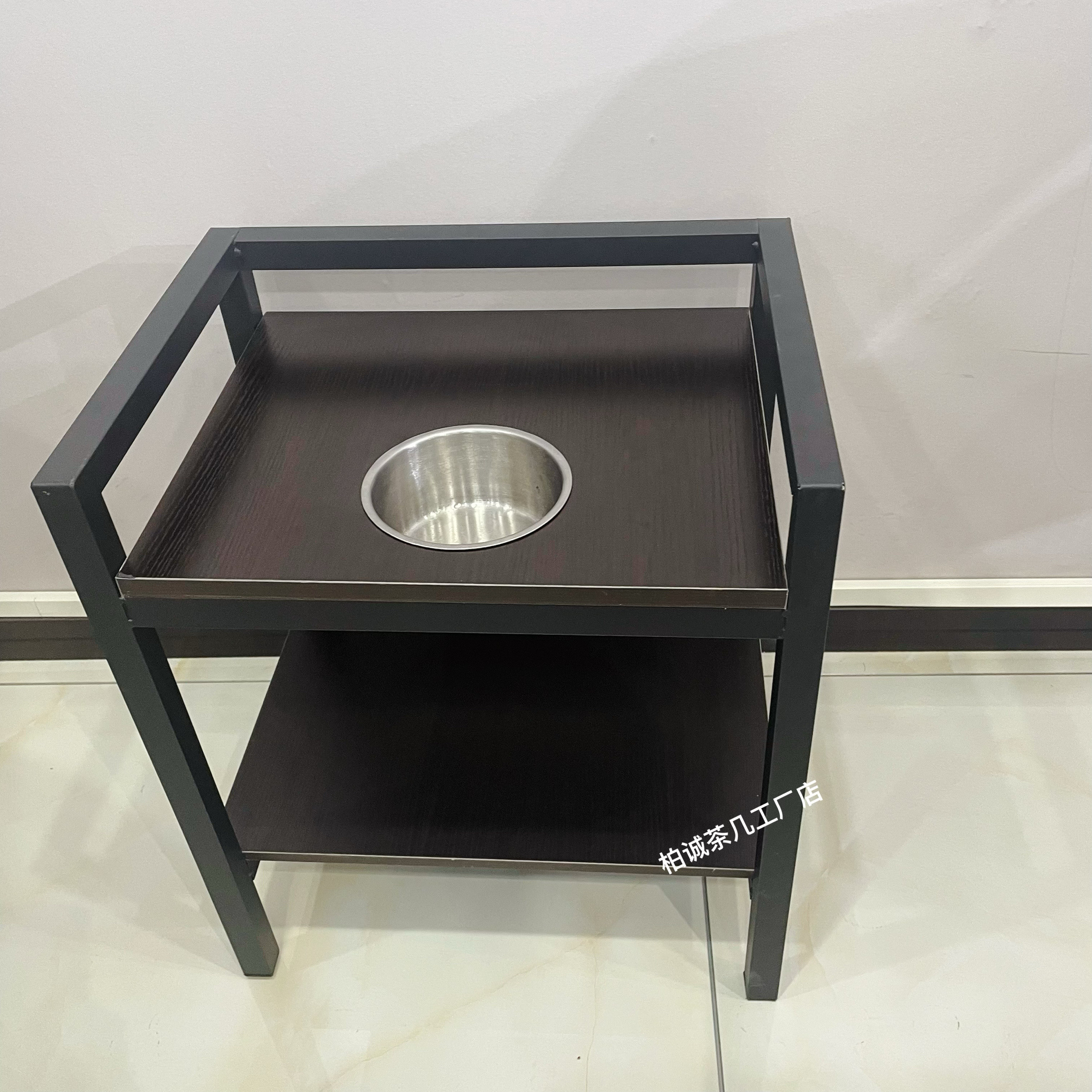 麻将机棋室专用茶几茶水架钢木茶几边几麻将馆茶楼茶水台小边桌