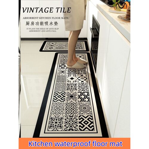 Kitchen waterproof floor mat wipes leave-in carpet 厨房地垫