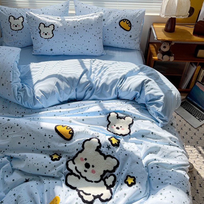 星空巾绣工艺款云朵感超柔床品四件套宿舍单人三件套新之助