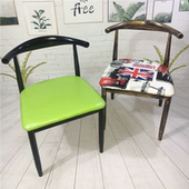 餐厅餐馆餐椅铁艺牛角椅饭店食堂小吃店大排档面馆早餐店靠背凳子