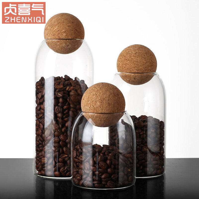 密封罐咖啡豆收纳瓶展示罐透明玻璃空瓶子大容量家用分装瓶储