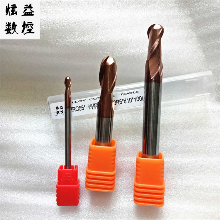 钨钢圆头球弧型合金立铣刀55度加长150洗7r5d6r3D4R2*8*50X75*1