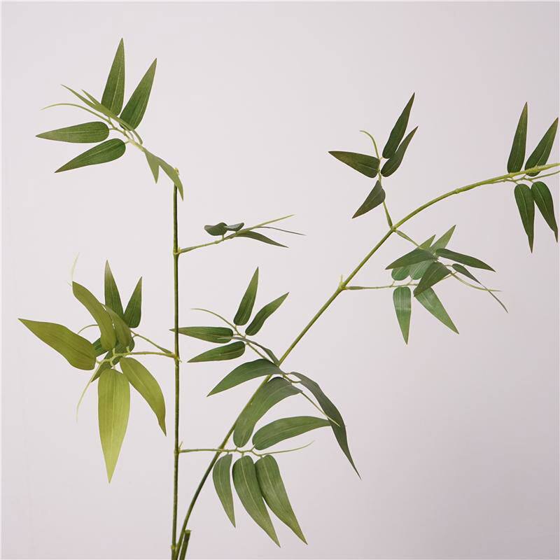 禅意线条花枝小竹叶单支新中式室内装饰摆件绿色植物清新装饰