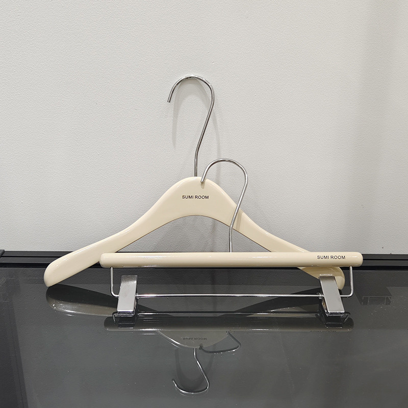 女装衣架服装店专用高档防滑痕衣撑奶白色女装榉木实木衣挂裤夹