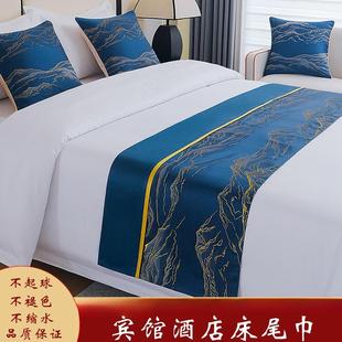 酒店床上床尾巾床旗高档轻奢现代简约民宿宾馆床尾旗搭巾床盖垫