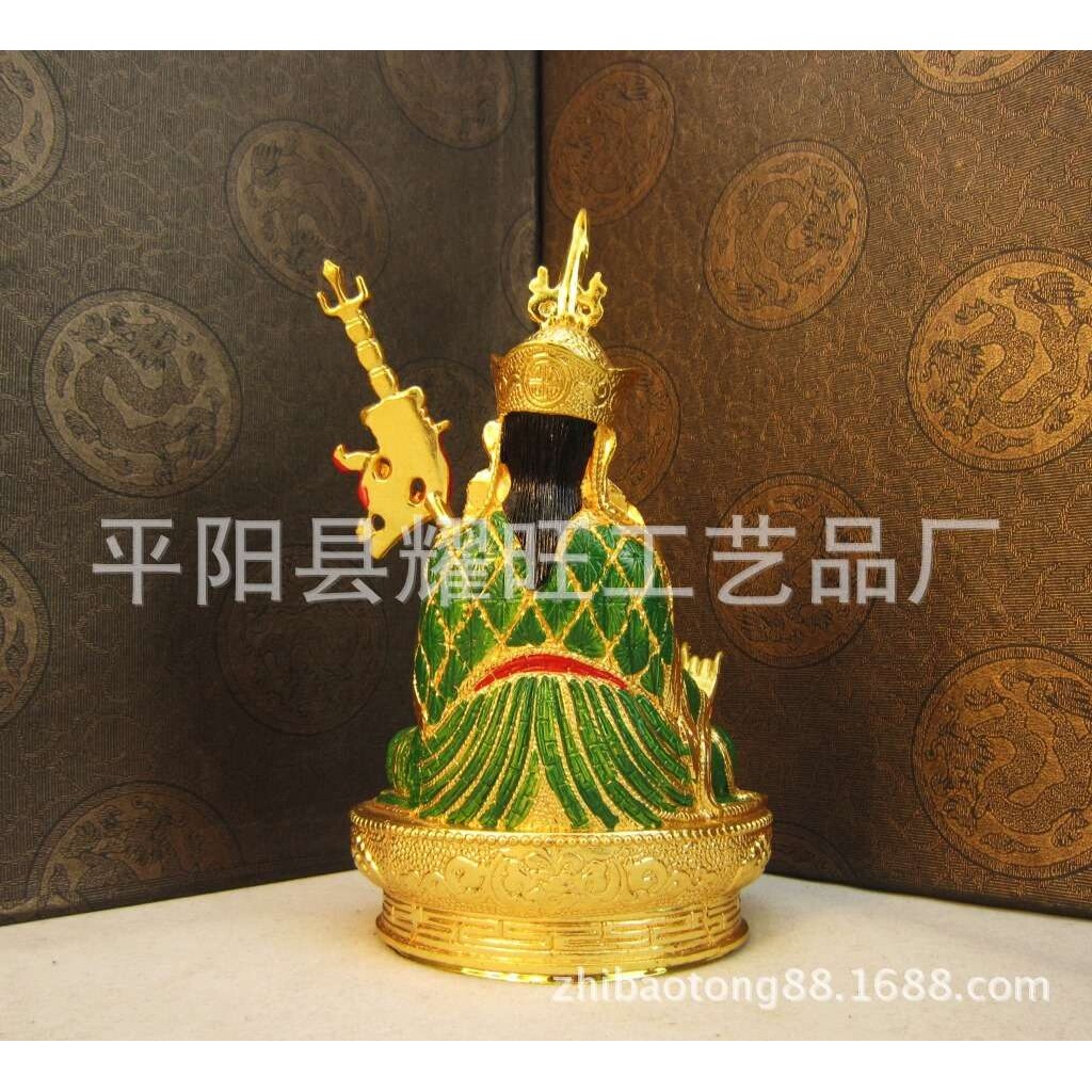 6寸铜质莲花生大士彩绘莲师像铜像摆件