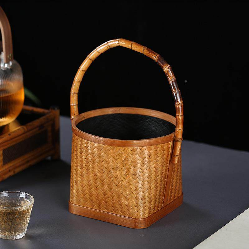 收纳围炉茶茶手工竹煮编碳篓钵炭竹炭筐橄榄炭盒炭斗YY0120便携具