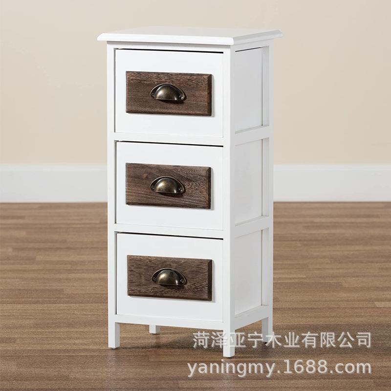 床头柜柜木质欧式收田WEN园柜巧窄卧室小床边夹缝纳柜靠墙储物柜
