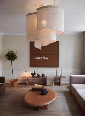 厅布艺吊灯酒店大堂山艺水艺44792术意loft挑高西餐设计师装创饰