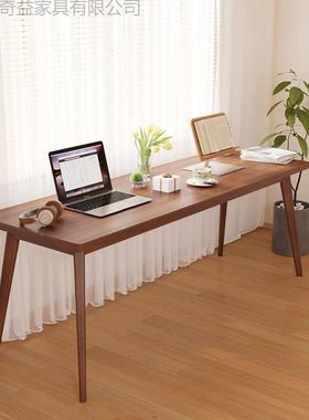 网长条桌红长脑方形办公NGJ桌家电用双人书桌现代简约桌实木腿工