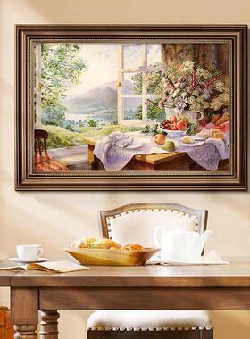 法式餐厅装饰画美式景餐桌墙面画复玄关入户PZX壁画挂欧式客古风