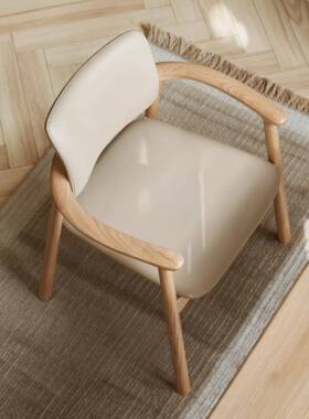 椅实木餐椅轻奢感手家用扶靠HHx-60背椅餐厅吃椅饭子原木餐桌椅木