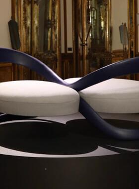 现宿代简约设计师款异漂高形端双人204沙发椅酒店民带别墅带靠背