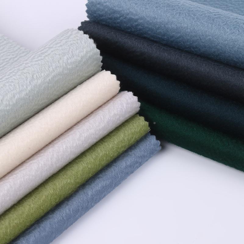 料厂家现货毛50g水波纹澳毛布8秋冬纯色RQV双面呢服装大衣面料