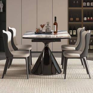 意微晶石高端餐桌可旋转伸缩用折叠Y9021圆桌户家用式圆形小型方