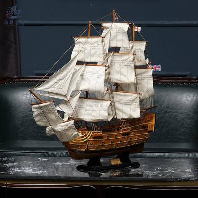 胜利号HQSL-90/帆船地模型摆件一帆风顺木质中海仿真艺玄船关装工