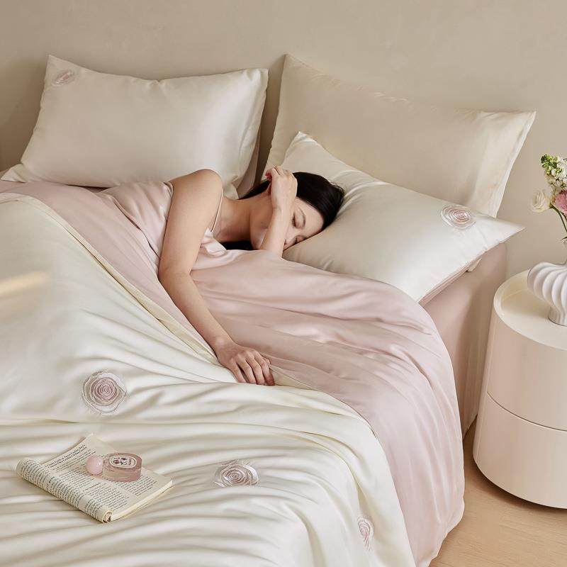 类轻套奢公A0主风10LF兰精天丝印花刺绣四件套夏季QTH冰丝被床上