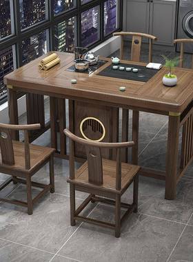 阳台A968小户型茶桌用椅组茶合新中实木办公几一桌五椅式家功夫泡
