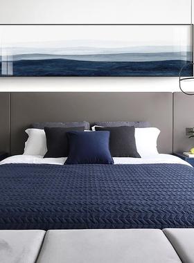 现SQ5070代简约横客厅装画饰蓝色抽象几是何挂画酒店民宿我床头幅