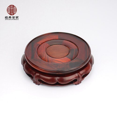 精品红酸枝实木底座可旋转镂空紫砂壶花瓶工艺品摆件木质底座