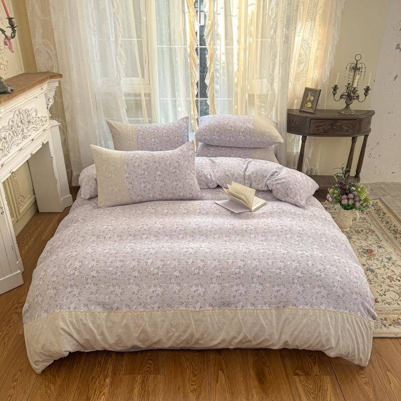 新款镂空棉花边水洗云朵家用床上用品四件套学宿舍NTK小生新清三