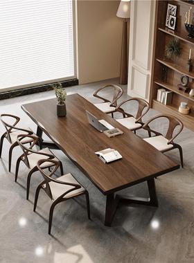 高档美黑胡桃木客厅大长书桌中家风用阅读桌69410实木南大板桌古