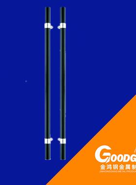 玻璃门把明装办手公室TMD把玻璃门手哑黑色圆管大拉简约加厚不锈