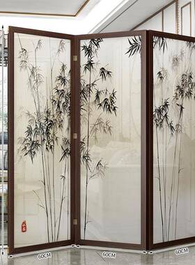 2厅0室25BGQ新款实木新中式屏风隔断客入户叠正对门折可移动办公