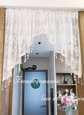 ?免打12791孔纱关帘法式装饰半帘帘蕾丝窗帘玄复古卧室隔断帘门帘