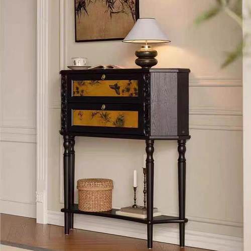 法中古弧形无品牌/玄关柜边饰柜复古木欧式入户实储物柜高式端装