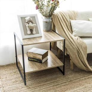 意式 轻物奢岩板现边几小户型客厅沙代小茶发几桌KLP方形双层铁艺