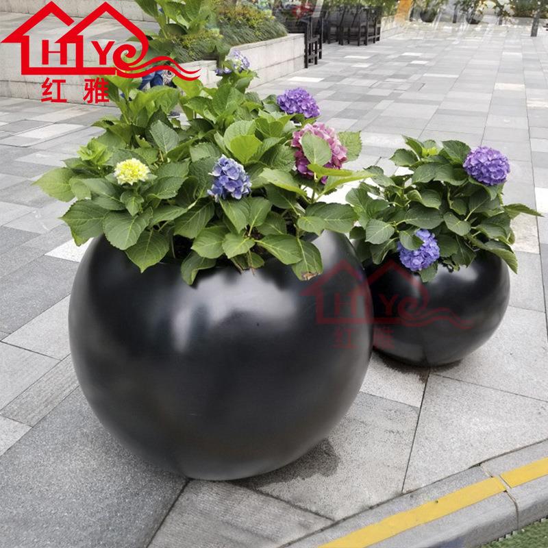 璃钢球器HY-23023形花钵商美陈圆形组场合花盆酒玻店售楼部花户外