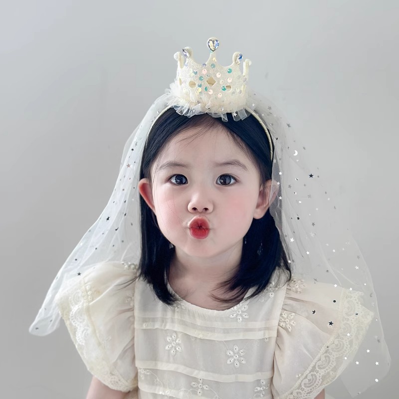 儿童网纱发箍女童头箍新款可爱女孩发卡公主生日拍照发饰头纱