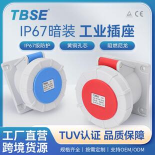 神创/TBSE IP67工业防水插座 345孔63A安装斜直插三相工业插座