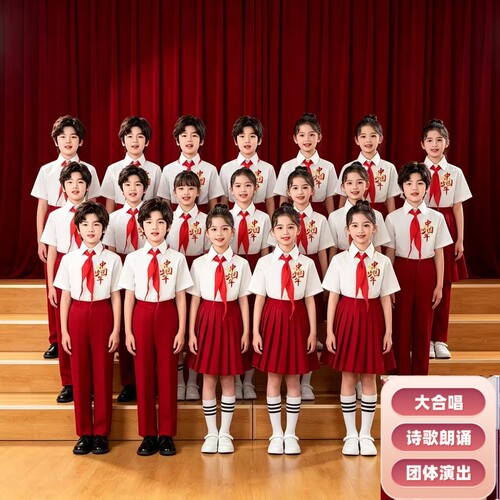 爱国红色集体朗诵服装歌唱祖国秋
