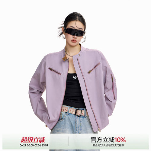 美式短款夹克外套女翻领上衣
