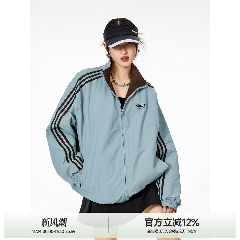 ICH MODE两面穿美式复古夹克外套高街潮流设计感休闲百搭春季外套