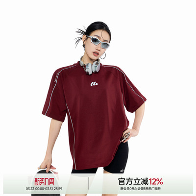 反光条圆领短袖T恤运动上衣