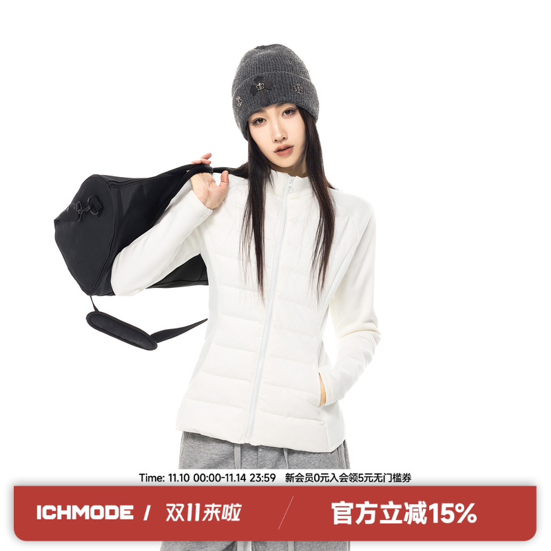 ICH MODE立领修身甜酷羽绒服上衣冬纯色内搭90白鸭绒轻薄保暖外套