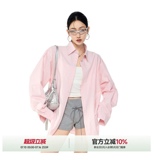 纯色百搭慵懒风复古春夏衬衫