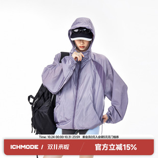 复古休闲防晒衣女夏 连帽防紫外线外套宽松美式 ICH MODE户外upf50