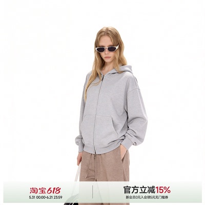 基础款纯色百搭连帽廓形外套