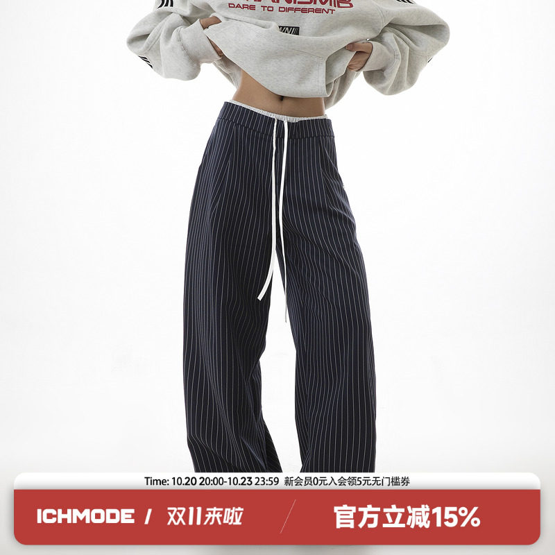 ICH MODE双腰头假两件条西装裤/正装裤