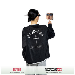 物理防晒罩衫 ICH T恤女夏季 假两件莱赛尔凉感长袖 休闲上衣t MODE