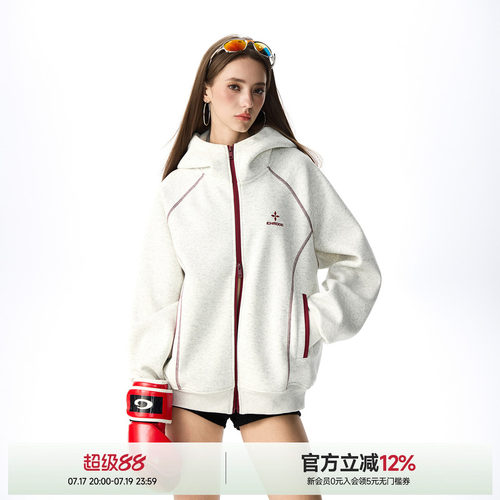 美式户外哈苏线连帽卫衣外套女